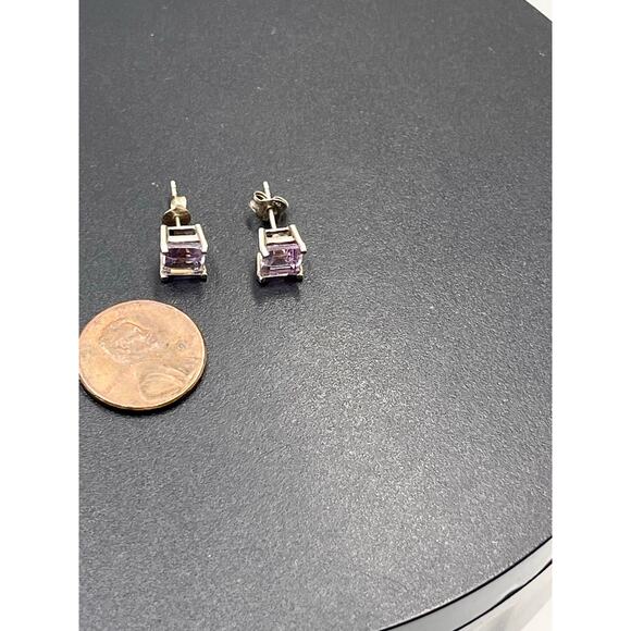 Chateau d’argent Canada Square AMETHYST Gem 925 Sterling Prong Set Stud Earrings - Picture 7 of 9